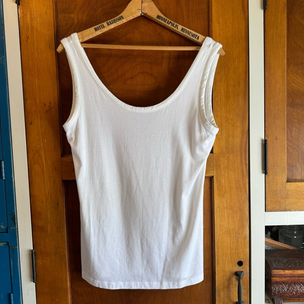 Cuyana stretch pima cotton white tank size large